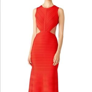 HERVE LEGER | PETITE ORANGE CASSANDRA GOWN | XXS